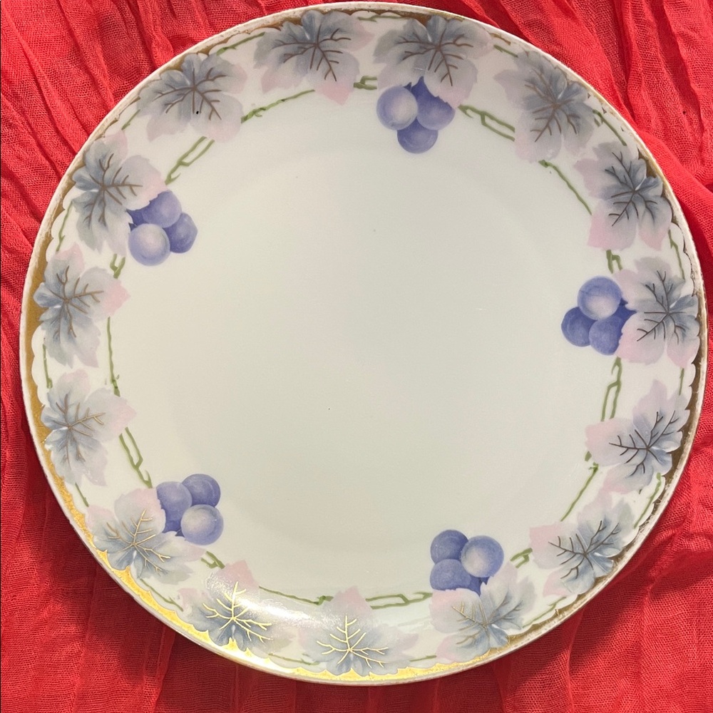 Rosenthal 100 year old White Plate with Blue and Pink Grapes